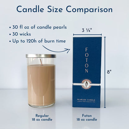 Foton Pearled Candle Colored 18 Oz - Marble Unscented Non Toxic Luxury Long Lasting Powder Candles up to 120 Hours - Refillable Candle Sand with 30 Wicks for Candle Making