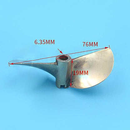 RC Boat 2-Blade Brass Propeller Pair CW &amp CCW 76mm Diameter 6.35mm Shaft Hole for Gas-Powered O-Class Racing Boats