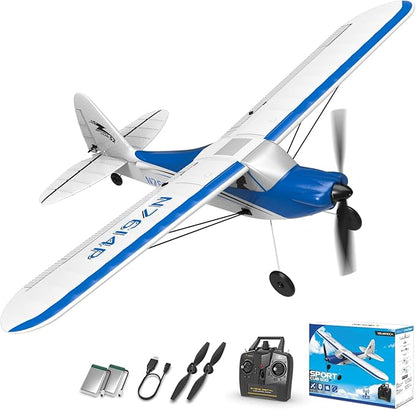 VOLANTEXRC RC Plane Trainer Sport Cub 4CH Remote Control Airplane with Prop Saver 6-Axis Gyro Stabilizer &amp 3 Modes to Fly Radio Controlled Aircraft RTF for Beginners &amp Adults (500mmBlue)