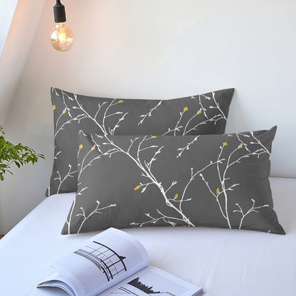 YIYEA Pillow Cases Standard Size Set of 4, Ultra Soft 1800TC Hotel Quality Double Brushed Microfiber Embroidered Pillowcases and Floral Pillow Covers, Envelope Closure, Fade Resistant (20"x26")