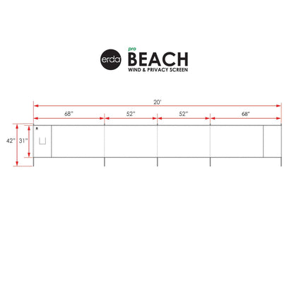 erda Liberty Stripe Pro Beach Recycled Polyester Rip-Stop 20 ft Lightweight Windscreen, Privacy Screen, Wind Blocker, Free Matching Shoulder Bag