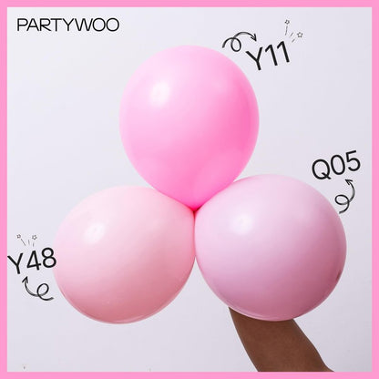 PartyWoo Pink Balloons 100pcs 12 Inch Matte Pink Balloon Arch Kit for Girl Baby Shower Gender Reveal Wedding Bachelorette Engagement Birthday Princess Butterfly Themed Party Decorations Pink-Y11
