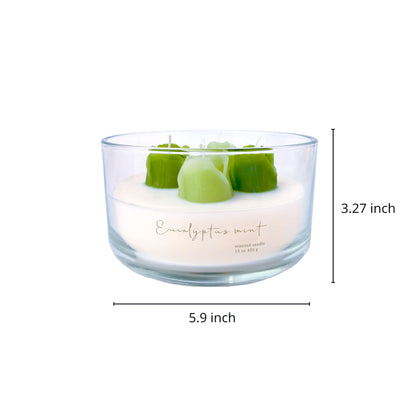 Floral Scented Candle 15oz with 4 Wax Flower Tops – CW Studio Hand-Poured Decorative Jar, Up to 36 Hour Burn, Palm & Paraffin Wax, Botanical Home Decor & Gift