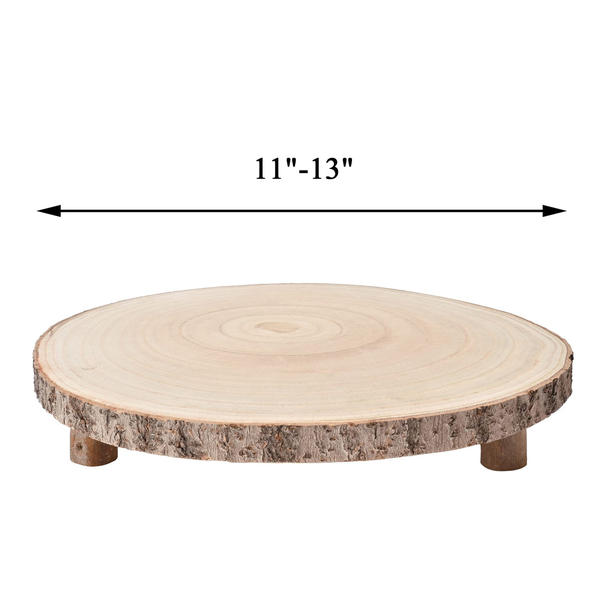 WILLOWDALE Wood Cake Stand for Dessert Table, Fit for 11 Inches Cake, Wedding Cake Stand Farmhouse Serving Tray for Party, Wood Slice Round Cake Holder Rustic Decor Table Centerpieces for Dining Room