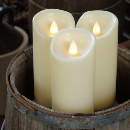 2 Pack Outdoor Battery Operated Candles with Timer (3x6 Inches) Waterproof Flameless Pillar Candles Flickering Plastic LED Fake Candles Electric Lights for Halloween Christmas Decoration Lantern Decor
