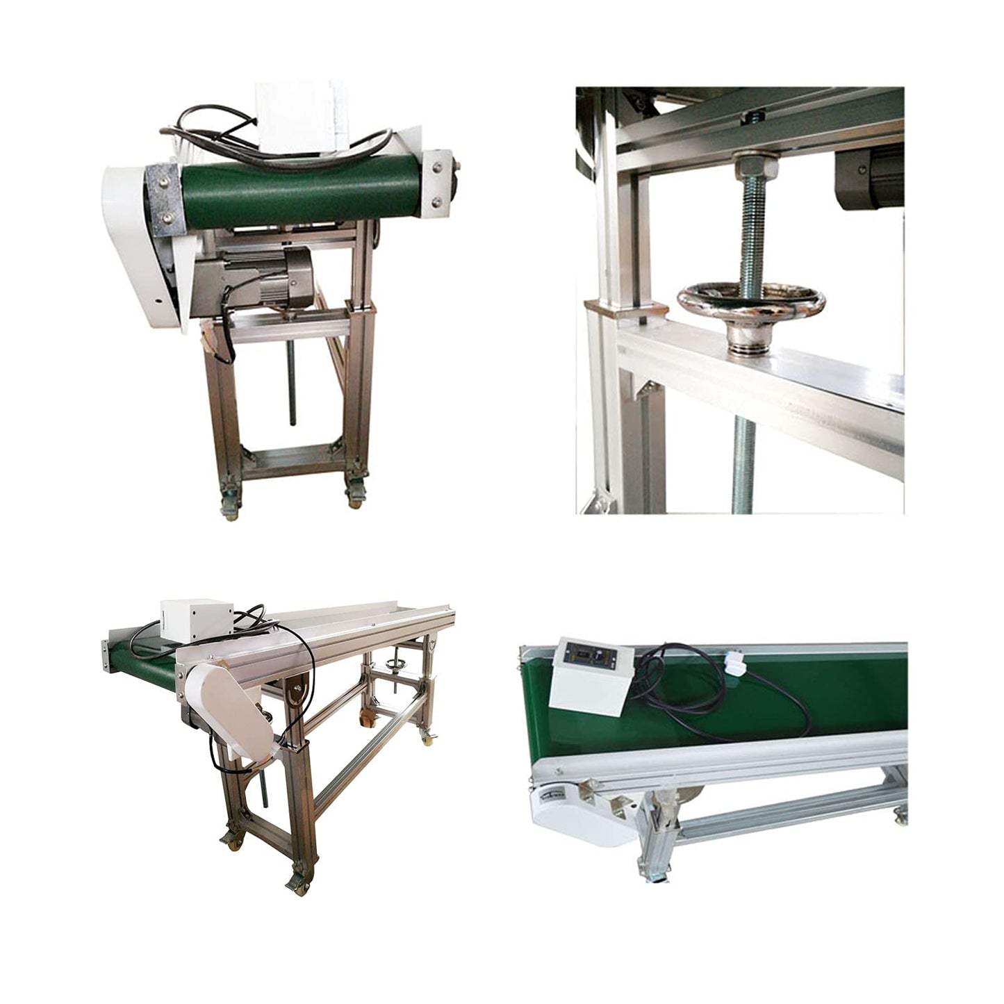 BREVELTION 59inch 110V PVC Inclined Wall Conveyor Belt Double Baffle Green PVC Belt Height Adjustable 11.8inch Wide 120W