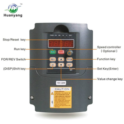 HY HUANYANG VFD Converter,Variable Frequency Drive,110v Single Phase Input to 110v Three Phase Output (for power ≤3HP three-Phase Motor/Spindle) 0-400hz Speed Rotation (HY Series-110v 2.2kW 3HP Model)