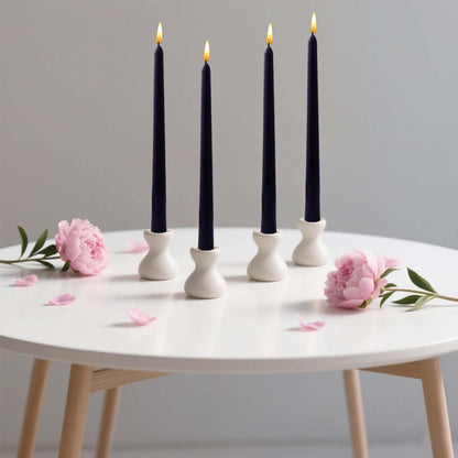 10 inch Dark Blue Taper Candles,Set of 4 Tapered Candle, Tall Candlesticks,Conical Stick Candles,Smokeless,Home Dinner, Party, Wedding, Halloween, Christmas (Dark Blue, 10inch)