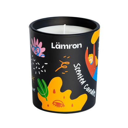 Lamron Cashmere Wood Chestnut Candle - Cozy Winter Scented Candles for Home, 7.1oz Premium Coconut Wax with Cute Art, 45H Long Burn, Warm Aesthetic Home Decor Gift
