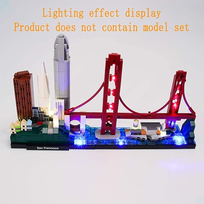 Upgraded Version USB Light Kit for Architecture Skyline Collection San Francisco Golden Gate Bridge - Compatible with Lego 21043 Bricks Model (Model Set Not Included)