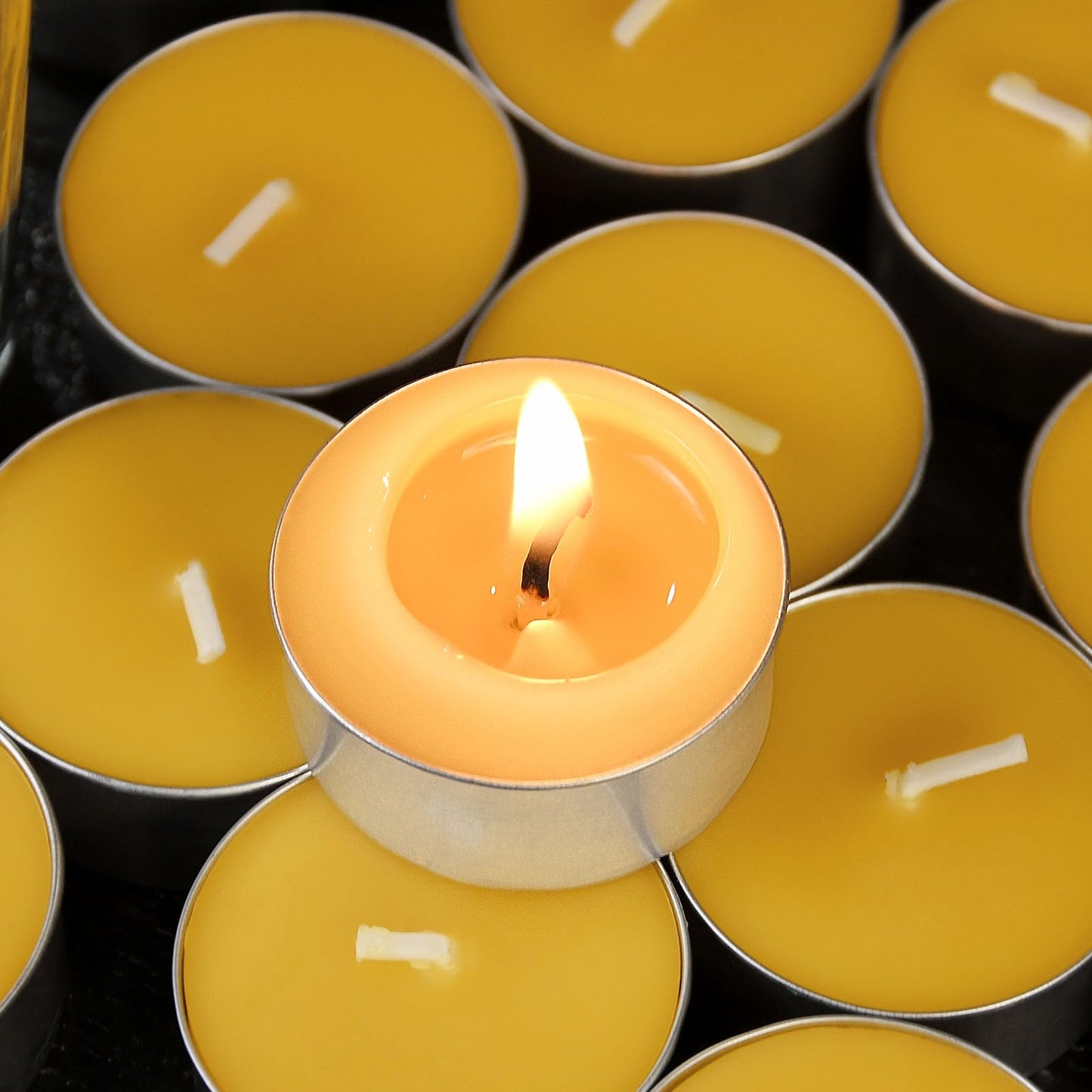 16 Packs Beeswax Tealight Candles,Natural Beeswax Tea Lights Candle in Aluminum Cups,4-5 Hour Burn Time,Unscented Smokeless Candles