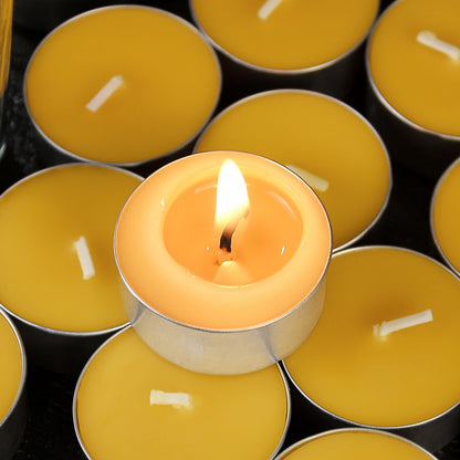 16 Packs Beeswax Tealight Candles,Natural Beeswax Tea Lights Candle in Aluminum Cups,4-5 Hour Burn Time,Unscented Smokeless Candles