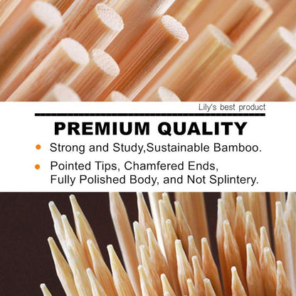 HOPELF 4" Natural Bamboo Skewers Sticks for Appetiser，Fruit，Cocktail，Kabob，Chocolate Fountain，Grilling，Barbecue，Kitchen，Crafting.More Size Choices 4"/6"/8"/10"/12"/14"/16"/17.5"/30"/36"(200 PCS)