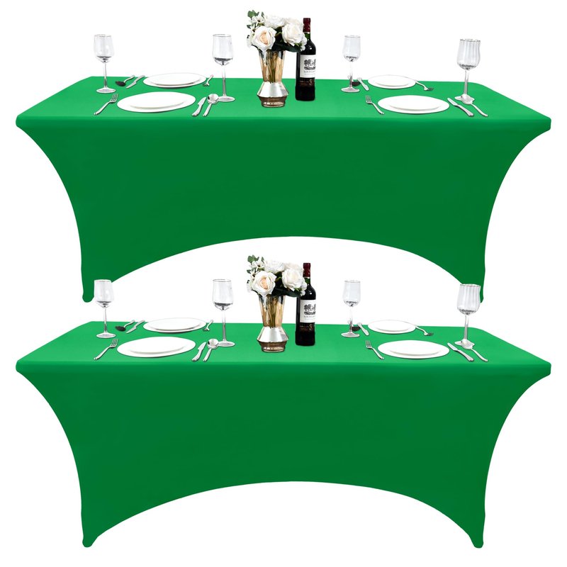 ZarzaaSik 2-Pack 4ft Spandex Table Covers for Rectangular Folding Tables - Wrinkle Resistant Stretch Tight Table Cloths - Ultimate Fitted Table Protector for Parties, Banquet, and Wedding