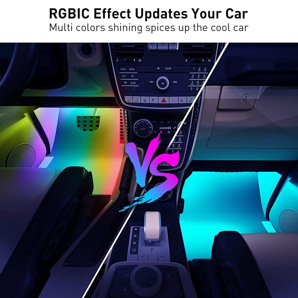 Govee Car Lights, Smart RGBIC Interior Car Lights with APP, Remote Control, LED Lights for Car Decor, DIY Mode and Multiple Scene Options, 2 Lines Design 72 LED Lights for Car