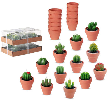 12pcs Cactus Tealight Candles Bridal Shower Gifts Boho Mexican Party Decorations Succulent Candle Mini Tea Light Baby Shower Favors Novelty Fiesta Terrarium Plant Candles Bulk