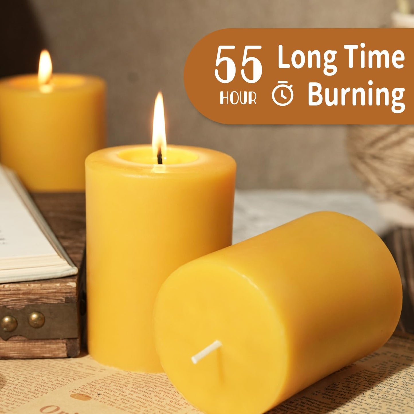 Natural Beeswax Pillar Candle+Beeswax Tealight Candles