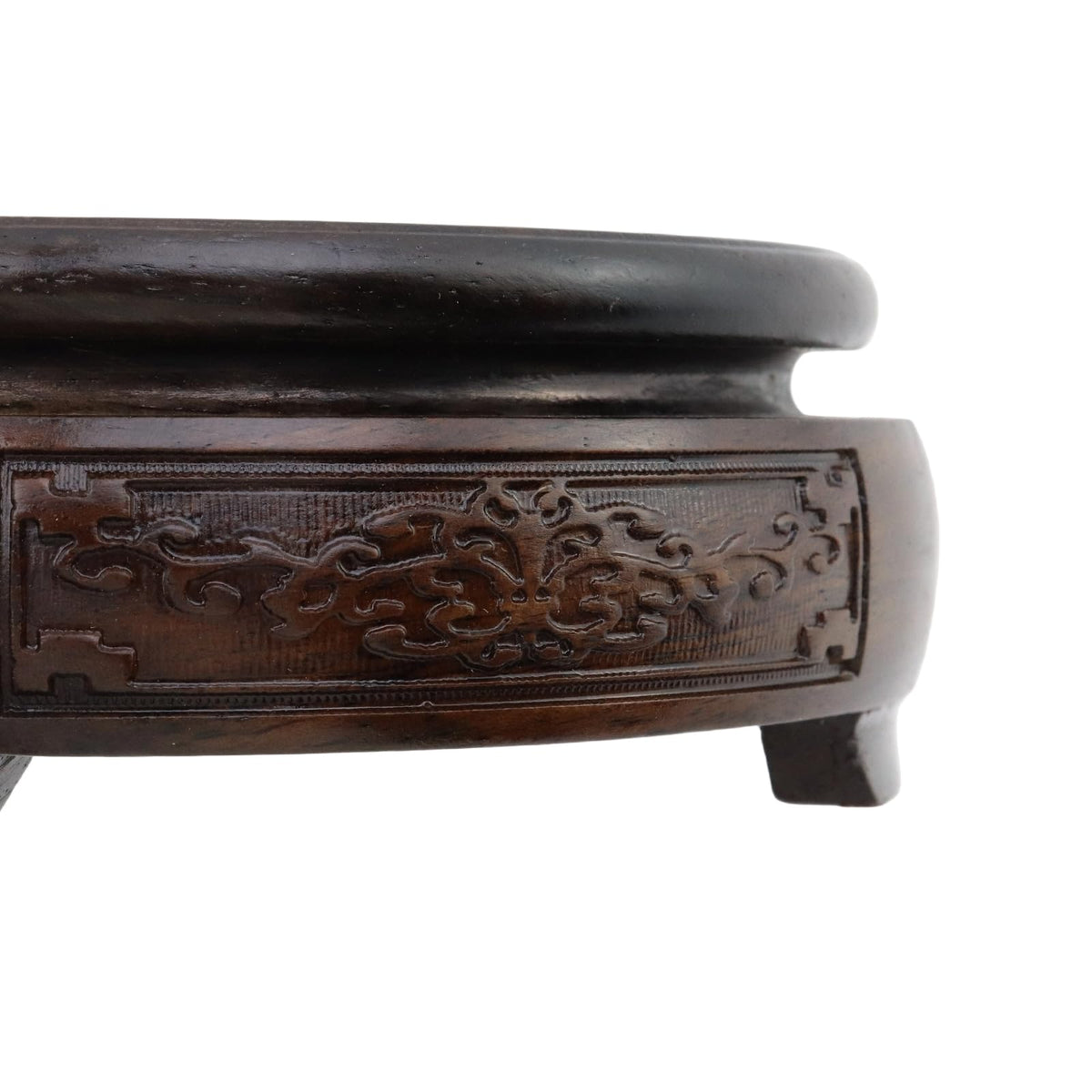 Mewutal Wooden Display Stand Base 4" x 4" Wood Carved Craft Pedestal Traditional Wooden Base Oriental Antique Display Riser Round Pedestal Stands for Vase Crystal Ball Teapot Stone Flower Pot