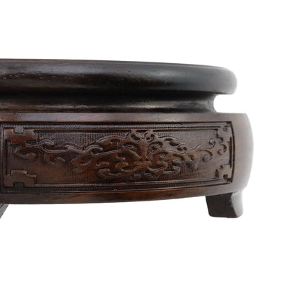 Mewutal Wooden Display Stand Base 4" x 4" Wood Carved Craft Pedestal Traditional Wooden Base Oriental Antique Display Riser Round Pedestal Stands for Vase Crystal Ball Teapot Stone Flower Pot