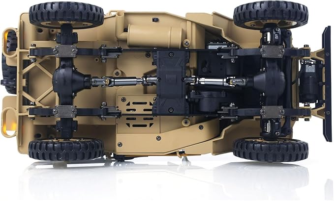 US in Stock Hg 1/14 4X4 Electric Military Truck Hg4 58 Convertible Off Road Semi Truck RC Climbing Vehicle 4WD 2Speed Light Sound Motor Hobby Grade Model for Birthday Gift(Yellow)