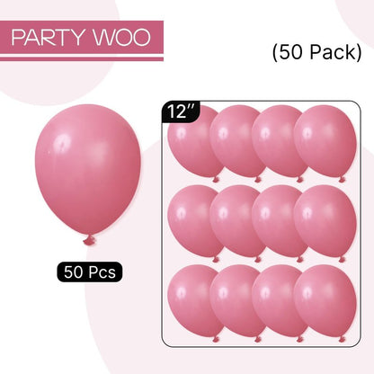 PartyWoo Mauve Balloons 50 pcs 12 Inch Dark Hot Boho Pink Balloons for Wedding Baby Shower Gender Reveal Valentine's Day Bridal Shower Graduation Birthday Party Decorations Pink-F02