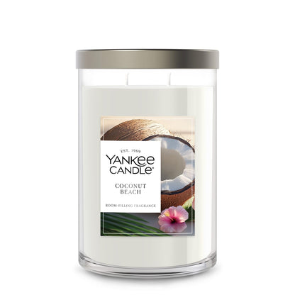 Yankee Candle Large Tumbler Scented Candle with up to 80 Hour Burn Time, Premium Plant Wax Blend for Consistent Burn, 20 oz Tumbler Candle with Room Filling Fragrance, Coconut Beach
