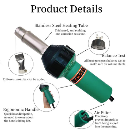 110V Hot Air Gun Welding Torch 1600W Heat Gun Plastic Welder Roofing Welder Kits