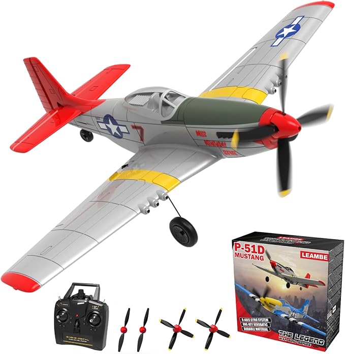 LEAMBE 4 Channel RC Plane Ready to Fly Aerobatic Aircraft Easy Control for Beginners P51 Mustang RC Airplane Best Gift for Adults