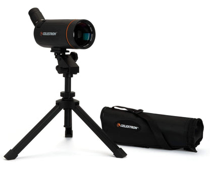 Celestron 52238 Mini Mak 70mm Angled Spotting Scope – Maksutov Spotting Scope – Great for Long Range Viewing – 25–75x Zoom Eyepiece – Multi-Coated Optics – Rubber Armored – Tabletop Tripod Included
