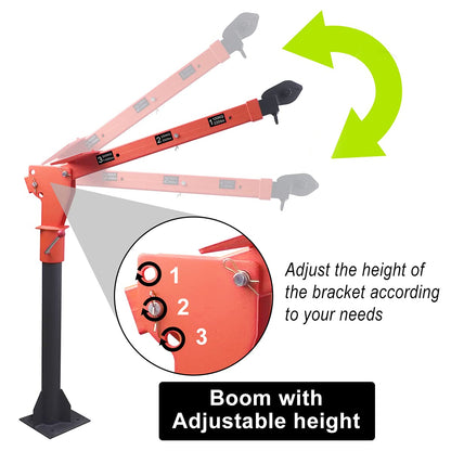 GRIPWAY new Folding Dismountable Household Jib Crane Truck - 1100lb Capacity 110V Electric Hoist, 880lb Pulling Force for Factories, Warehouses, Construction & Building，Orange