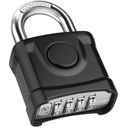 Diyife Heavy Duty Combination Padlock, Large Outdoor Padlock [One-Key Unlocking] High Security Weatherproof, Hidden Password & Anti-Error Design Suitable for Garage, Gate, Garden, Fence, Black