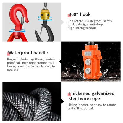 ANBULL Upgraded 3 in 1 Electric Hoist Winch 1100LBS, 1500W 110V Electric Winch with Wired and Wireless Remote Control, 25ft Lifting Height,Manganese Steel Gear,Galvanized Anti-Rotation Steel Rope
