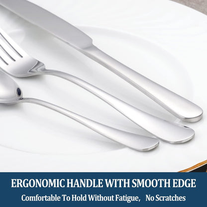 12 Piece Dinner Forks Set, Food-Grade Stainless Steel Silverware Forks, Cutlery Fork, Metal Fork for Home, Kitchen or Restaurant, Mirror Polished, Dishwasher Safe - 8 Inch