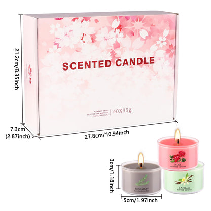 40 Scented Candle Set, 10 Fragrances, 35g Natural Soy Wax Candles with Smokeless Cotton Wicks, Ideal for Home Decor, Yoga, Meditation, Spa & Gifting.