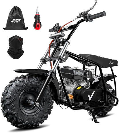 FRP GMB100 Performance 99CC 4-Stroke Mini Dirt Bike - Upgraded Hydraulic Brakes &amp Front Suspension Fork 28MPH Off-Road Mini Bike with LED Headlight Anti-Slip Seat Supports 220LBS (Black)