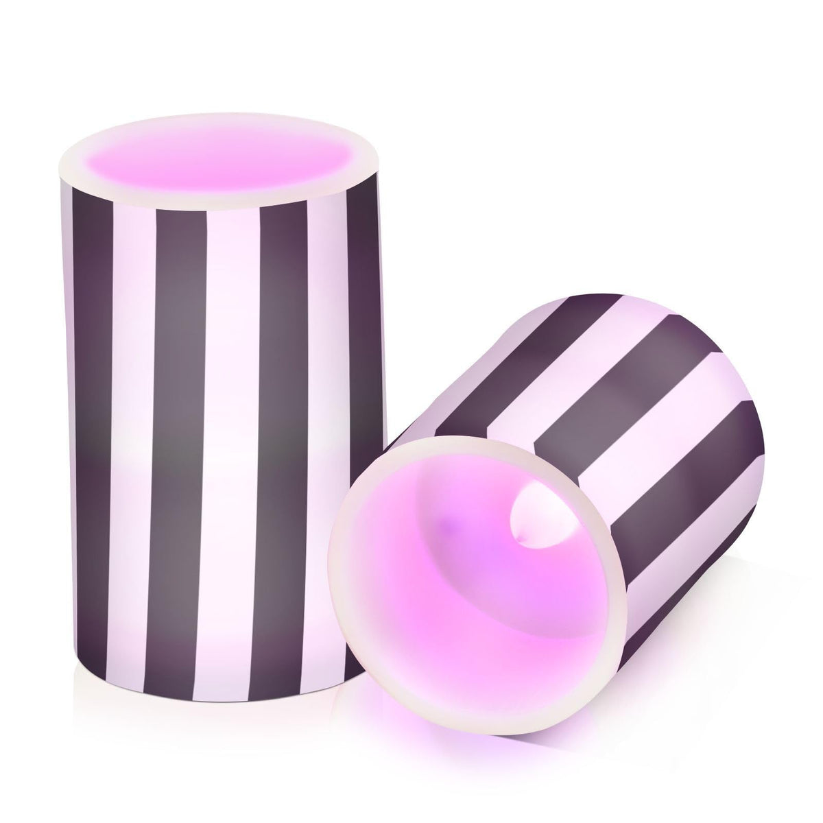 ALAZA White Black Stripe Flameless Candles Flickering LED Candles with Remote Timer Battery Operated Pillar Candles Set of 2 for Dinner Holiday Decor