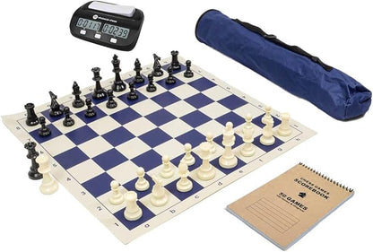 Wholesale Chess Basic Club Complete Chess Set with Scorebook and Clock (Blue)