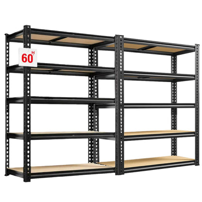 ZEUKMXOO Heavy Duty Garage Shelving,5-Tier Metal Storage Shelves,2400LBS Shelving Unit,Adjustable Shelving Rack, Standing Shelf Units for Garage Storage Warehouse,28''×12''×60'',2 Pack