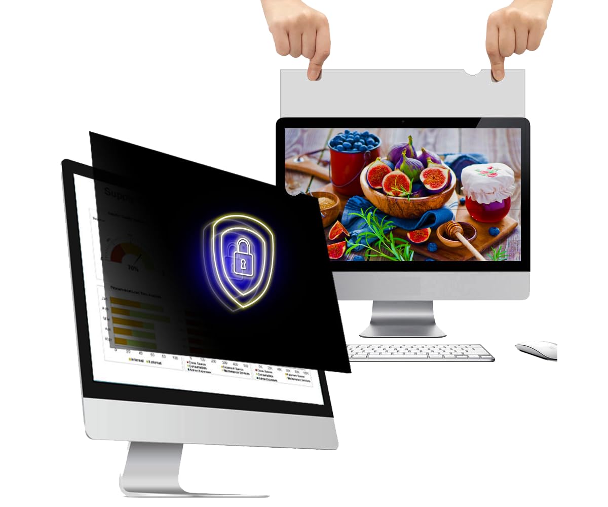 24 Inch - 16:9 Aspect Ratio - Computer Privacy Screen Filter for Widescreen Monitor - Anti-Glare - Protects Eyes from Harmful Glare and Blue Light [WELINC™ Light]