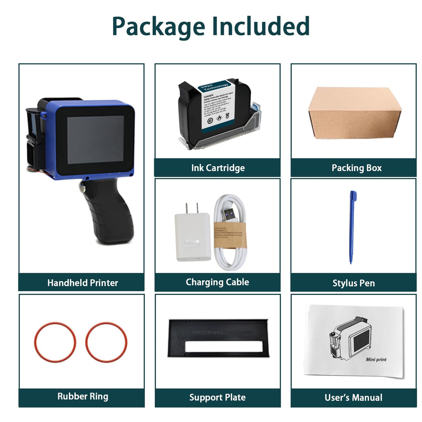 Phezer Mini Handheld Inkjet Printer PC11 for Flat and Curved Surface, with Touch Screen and Quick-Drying Ink Cartridge, Portable Pocket Marking Device for Label/Date/Barcode/Logo/Qrcode/Batch Number