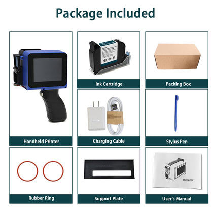 Phezer Mini Handheld Inkjet Printer PC11 for Flat and Curved Surface, with Touch Screen and Quick-Drying Ink Cartridge, Portable Pocket Marking Device for Label/Date/Barcode/Logo/Qrcode/Batch Number