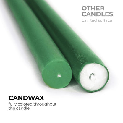 CANDWAX 10 inch Candlesticks Set of 12 - Dripless Taper Candles Perfect for Party or Decor - No Drip Green Candle