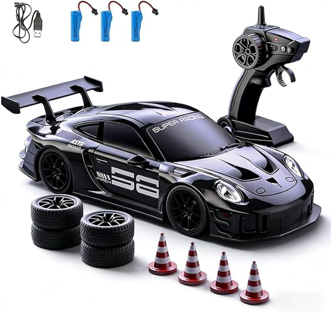 2.4GHz RC Drift Car 1:20 Scale Remote Control Car with LED Lights 4WD High Speed RC Vehicle Gift for Adults Racing &amp Drifting Tires