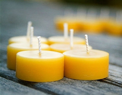 Bluecorn Beeswax Tea Light Candles, 100% Pure Natural Beeswax Refills for Clear Cups, 48 Count, Clean Burning & Long Lasting (5–6 Hours Each), Paraffin & Soy Free Tealights for Home Decor, Made in USA