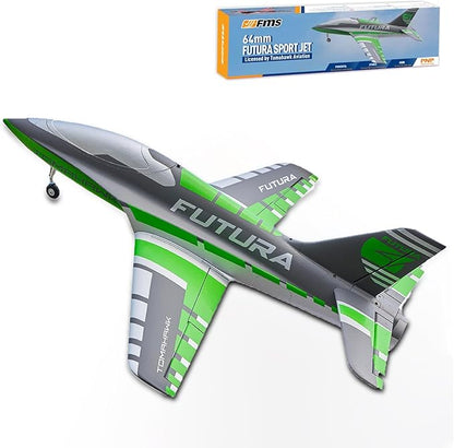 FMS Rc Jets Futura 64MM EDF Sport Jet Green rc Airplanes for Adults for Trainers EDF for Beginners 6 Channel Remote Control Planes PNP(NO Transmitter Batteries and Charger)