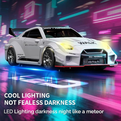 D43-02 1:43 Scale 2.4G Full Proportional 4WD Alloy RC Drift Car with Gyro System Silent Bearings Adjustable Speed &amp LED Lights for Adults High Speed Remote Control Racing Car