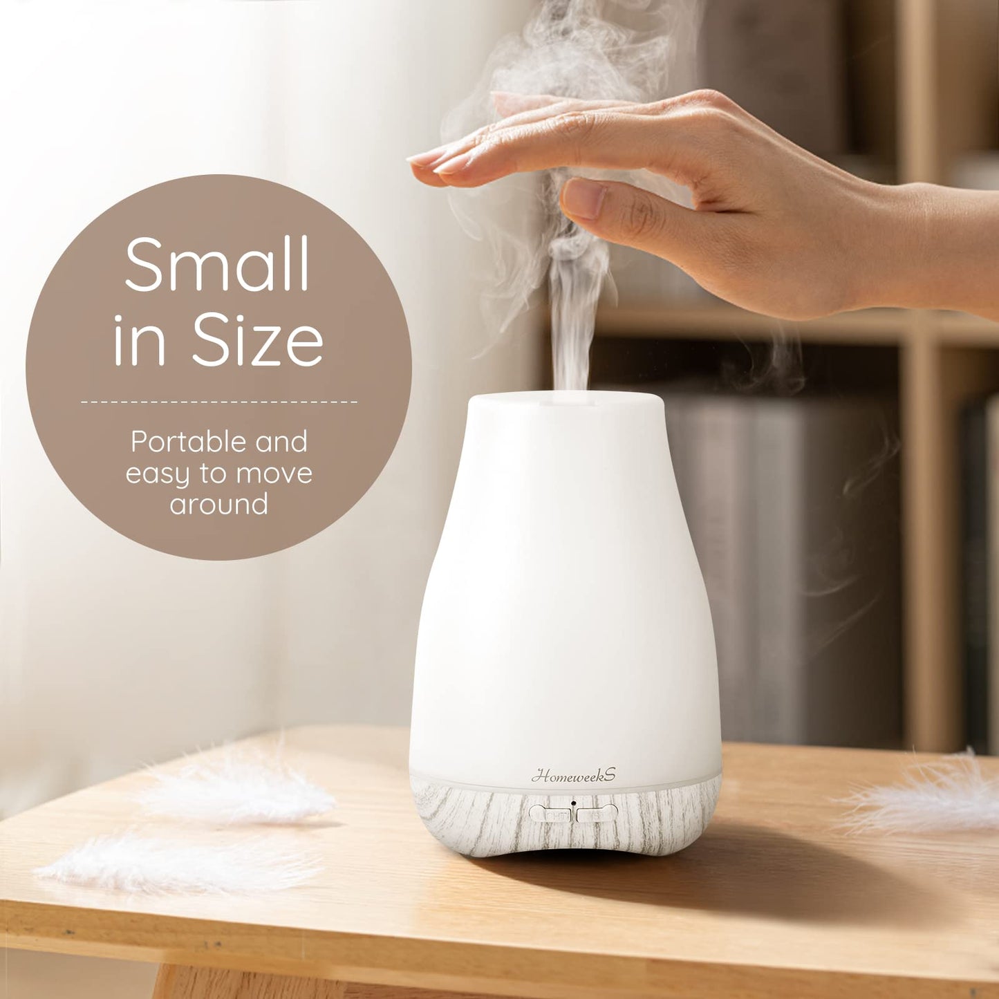 Homeweeks Diffusers, 100ml Colorful Essential Oil Diffuser with Adjustable Mist Mode, Auto Off Aroma for Bedroom/Office/Trip (100 ML 1 Pack)