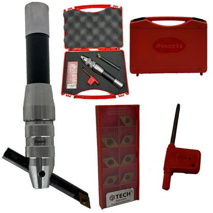 Assorts New Fly Cutter with R8 7/16 UNF Drawbar Shank, indexable Boring bar, 10 PCS Inserts (DCMT 11 T304), T-15 Key & Plastic case. Ideal for Facing & Boring. Watch The Working Video for Details