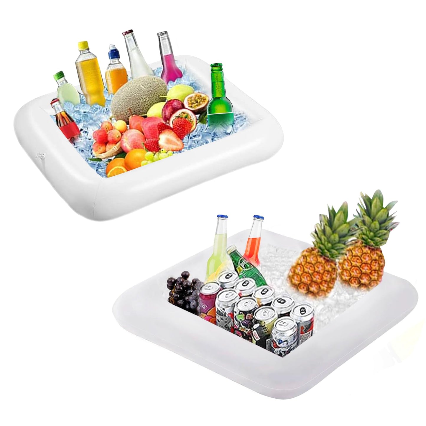 2PCS Inflatable Ice Serving Buffet Bar - BBQ Picnic Pool Party Supplies Buffet Salad Food & Drinks Tray for Party Picnic & Camping (23.6 inches)