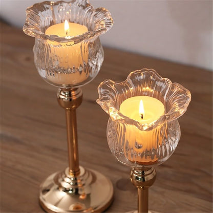 cfycfy987 Candelabra European Crystal Glass Tall Candle Holder Candlelight Dinner Table Decoration Home Furnishings Candle Sticks Holder(Small)